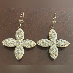 CATHERINE POPESCO Vintage Gold & Silver Tone, Pave Crystal Earrings